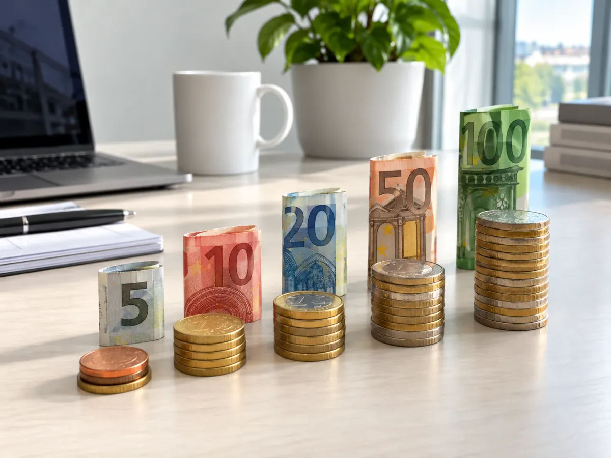 Ansteigende Stufen mit Eurozeichen als Sinnbild der Unterschwellenvergabe
